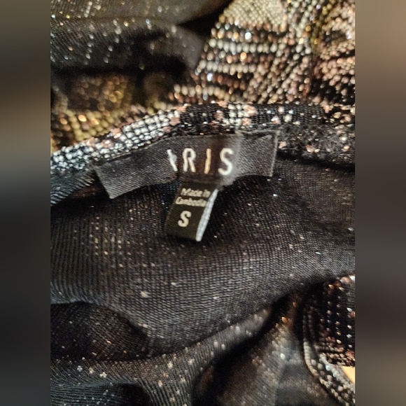 Iris Sparkly Diamond Geometric Bodycon Open Back Metallic Black Dress Size S - Picture 3 of 4